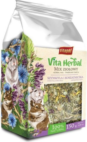 Vitapol VITA HERBAL for chinchila and degu, herbal mix 150 g - papildabtība, zāļu maisījums šinšillām un degu