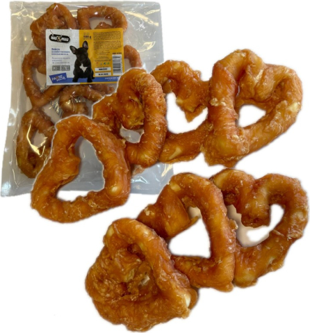 HAU & MIAU rawhide hearts wrapped in chicken 10cm 500g