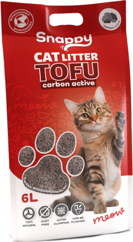 Uniq Pets Smiltis SNAPPY tofu biodegradable cat litter Carbon active 2,5kg / 6L (6gab-iepak) - pakaiši, kas bioloģiski sadalās un videi draudzīgi, ar tofu pildījums, bez smaržas, ar aktīvo ogli.
