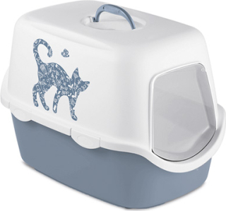 Stefanplast Kaķu tualete CATHY GRIFFE MEOW (zils/balts)