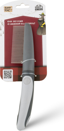 Barry King Ķemme, ar rokturi, pelēka, 40 zobi, 5 x 22 cm